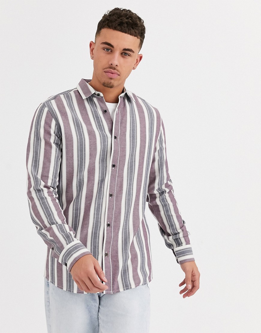 Only & Sons - Camicia bianca a righe gessate-Bianco