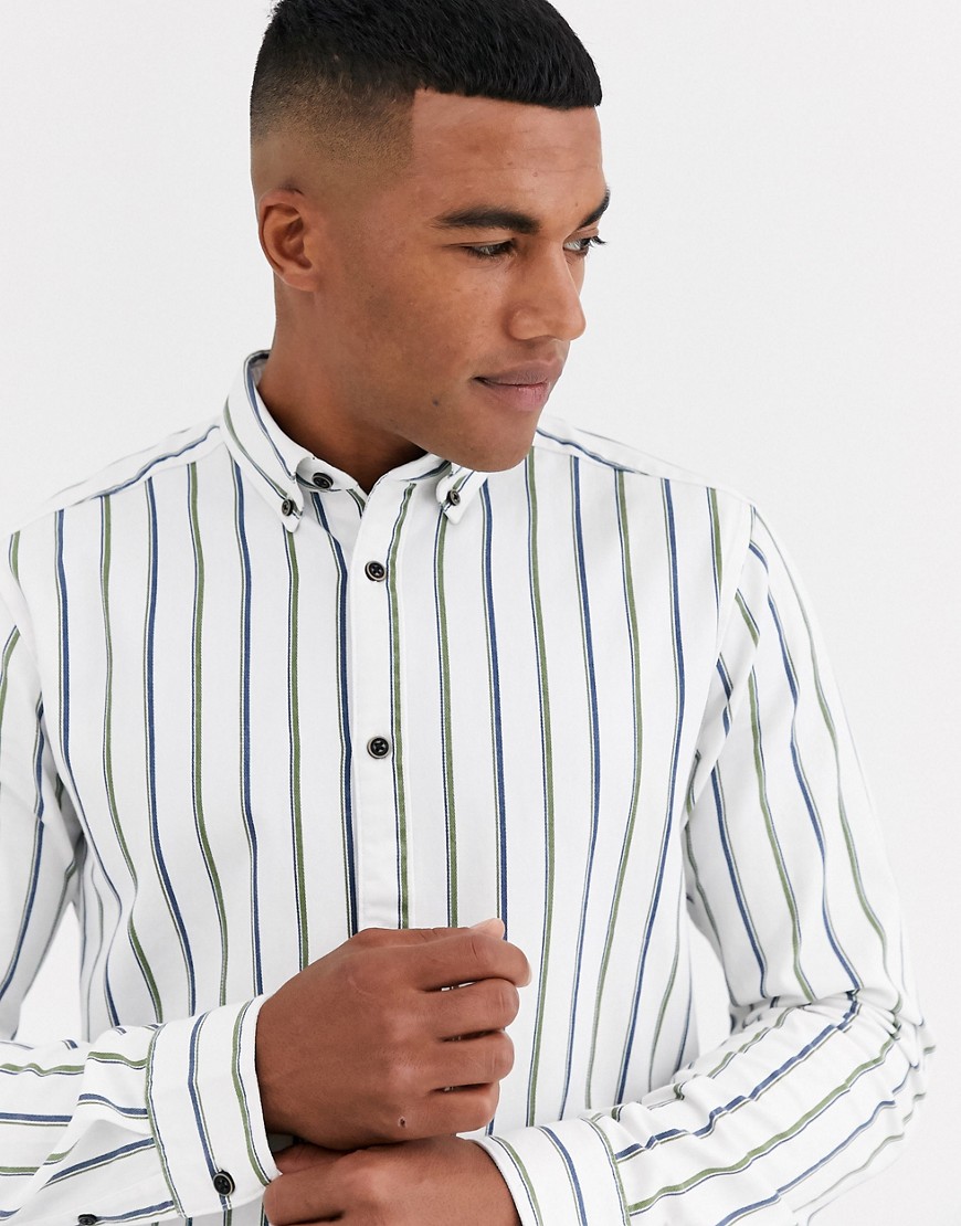 Only & Sons - Camicia bianca a righe-Bianco