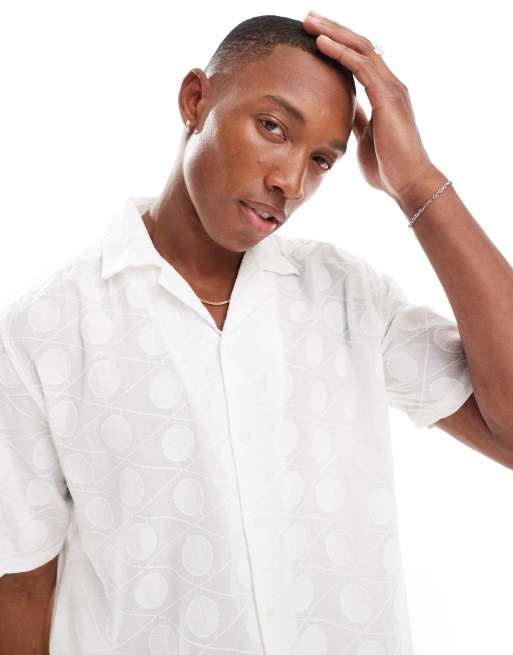 ONLY & SONS - Camicia bianca con con ricami e rever