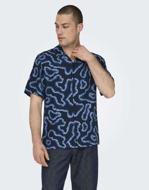 ONLY & SONS - Camicia blu indaco umore