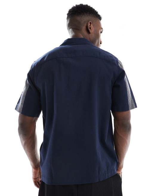 ONLY & SONS - Camicia blu navy ricamata, 3 di 4