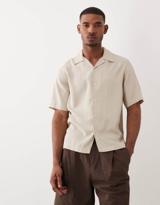 Only & Sons - Camicia comoda color crema con colletto a rever morbido al tatto, 1 di 5