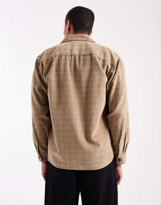 ONLY & SONS - Camicia giacca beige a quadri in tessuto a coste, 3 di 5