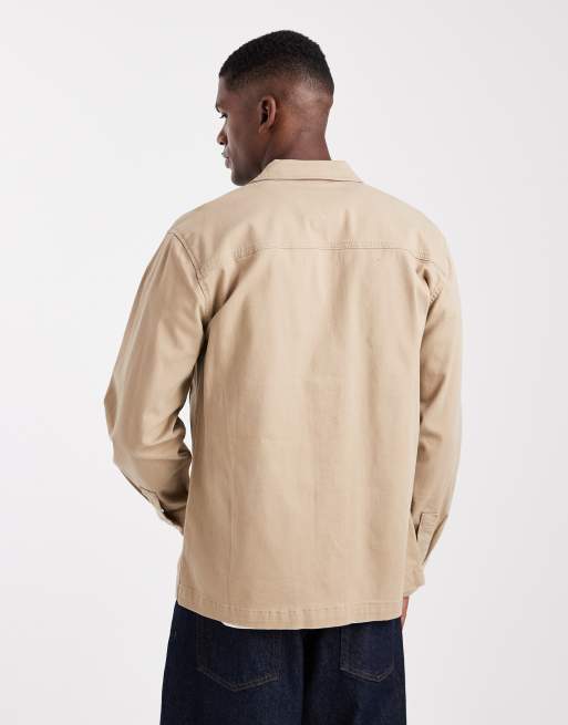 ONLY & SONS - Camicia giacca beige con tasche ampie, 3 di 5