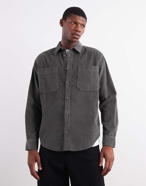 ONLY & SONS - Camicia giacca in tessuto a coste color salvia scuro
