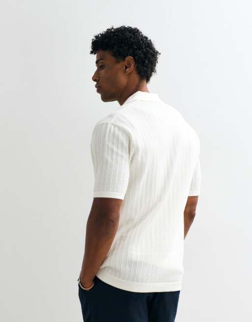 Only & Sons - Camicia in maglia a maniche corte color crema, 4 di 5