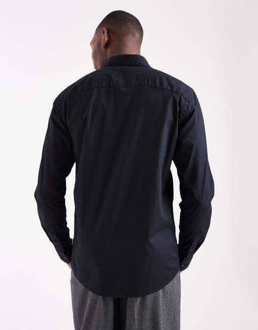 Only & Sons - Camicia in popeline slim stretch nera, 3 di 5