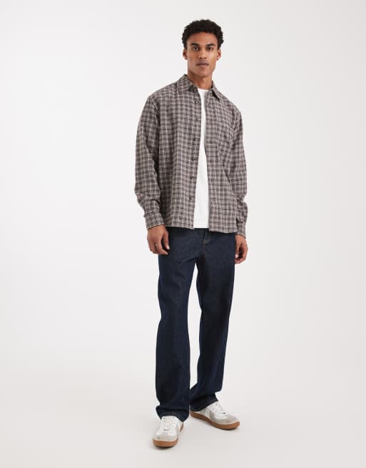 ONLY & SONS - Camicia larga marrone a quadri, 2 di 5