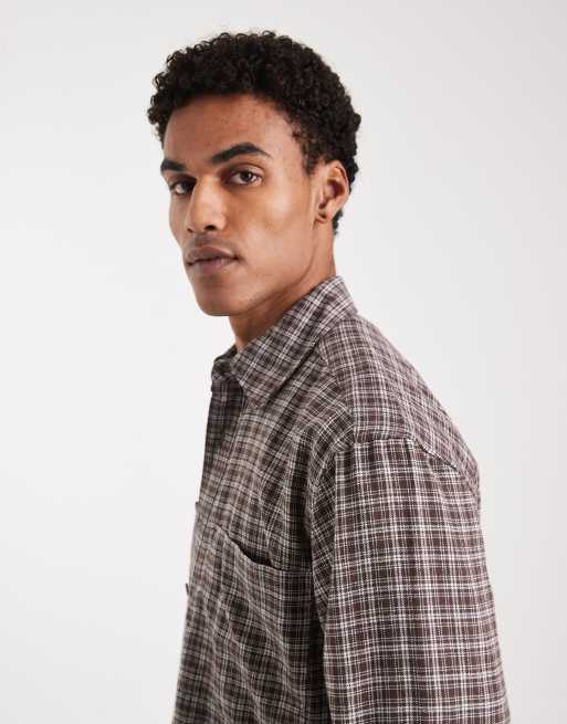 ONLY & SONS - Camicia larga marrone a quadri, 3 di 5