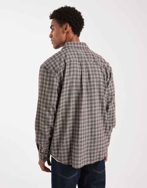 ONLY & SONS - Camicia larga marrone a quadri, 4 di 5