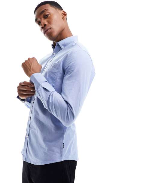 Only & Sons - Camicia Oxford slim azzurra con bottoni - view 1