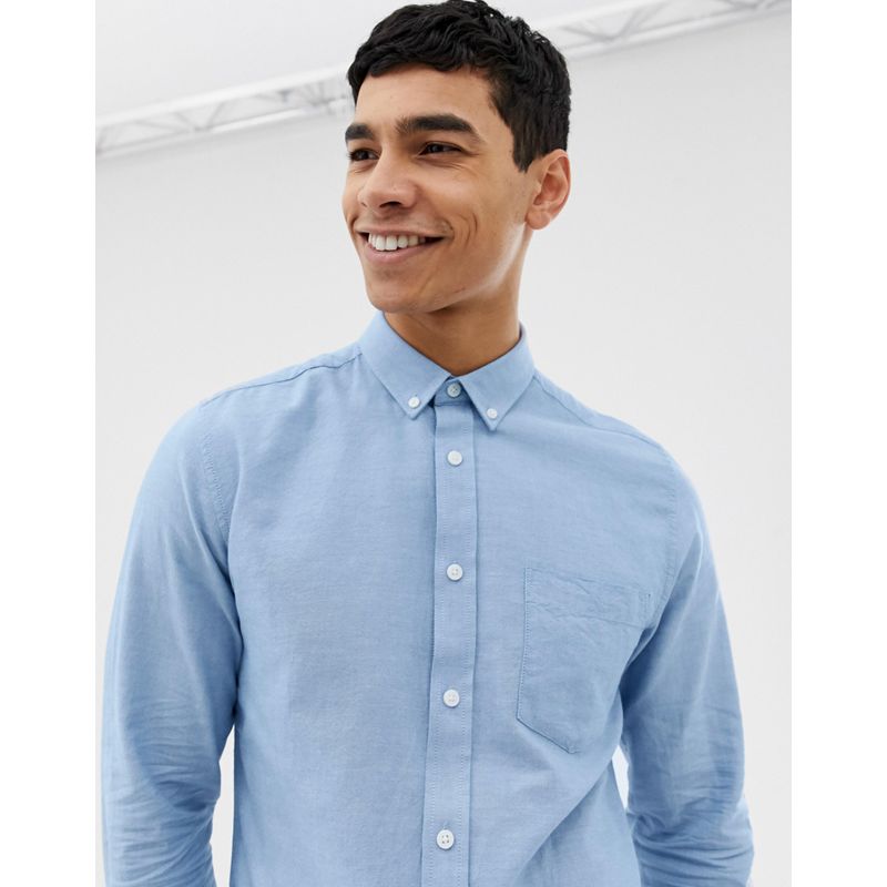 LfEhL Camicie tinta unita Only & Sons - Camicia Oxford slim azzurra con bottoni