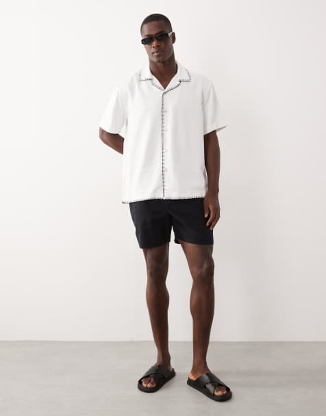 ONLY & SONS - Camicia resort comoda bianca con cuciture - view 1