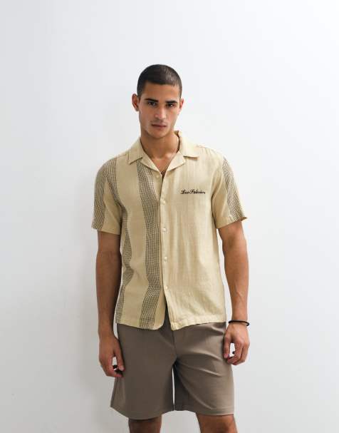 ONLY & SONS - Camicia resort giallo chiaro con ricamo - view 1