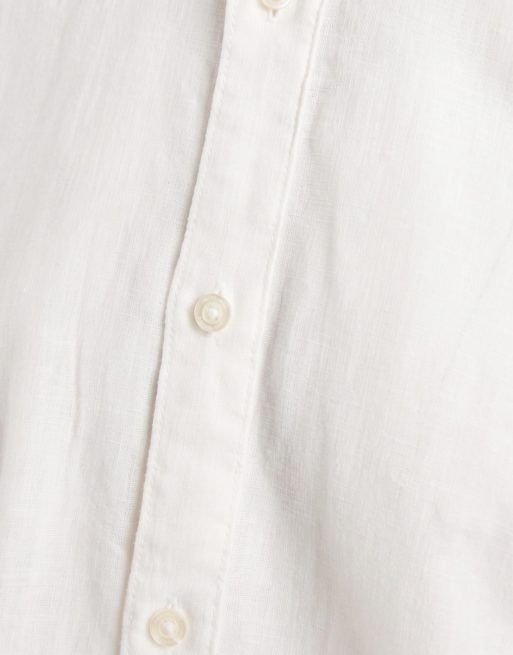 ONLY & SONS - Camicia slim a maniche lunghe bianca in misto lino, 8 di 9