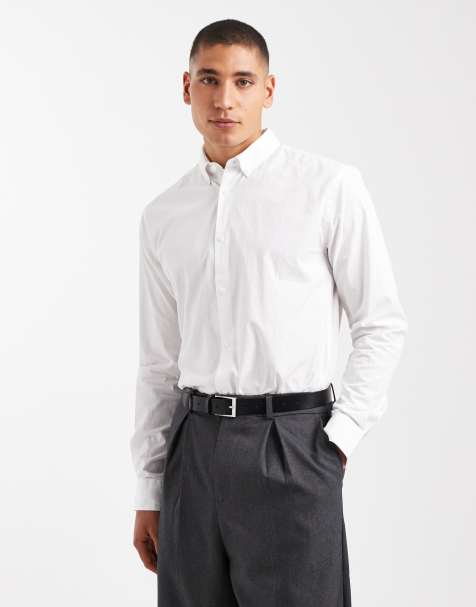 Only & Sons - Camicia slim elasticizzata in popeline bianco - view 1