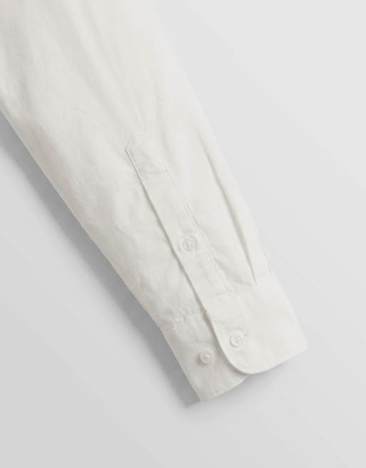 Only & Sons - Camicia slim elasticizzata in popeline bianco, 8 di 9