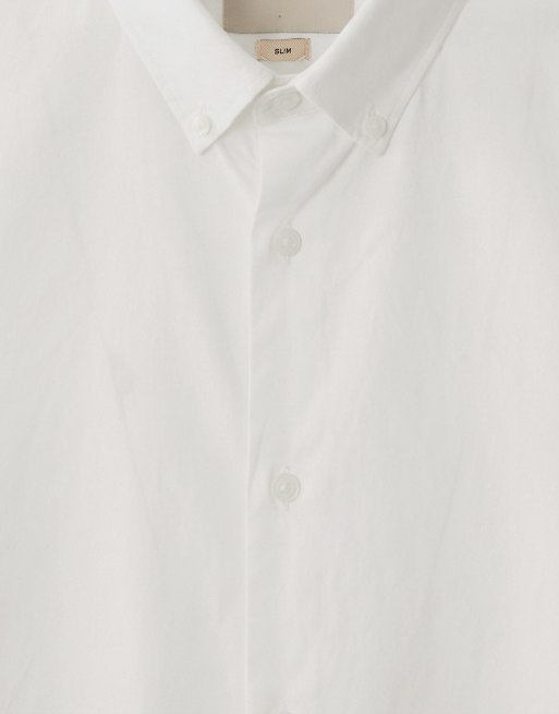 Only & Sons - Camicia slim elasticizzata in popeline bianco, 9 di 9