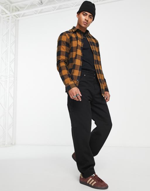 Only & Sons - Camicia slim fit a quadri grandi color cuoio
