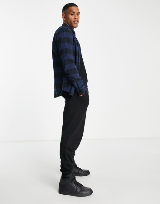 Only & Sons - Camicia slim fit blu navy a quadri grandi, 4 di 4