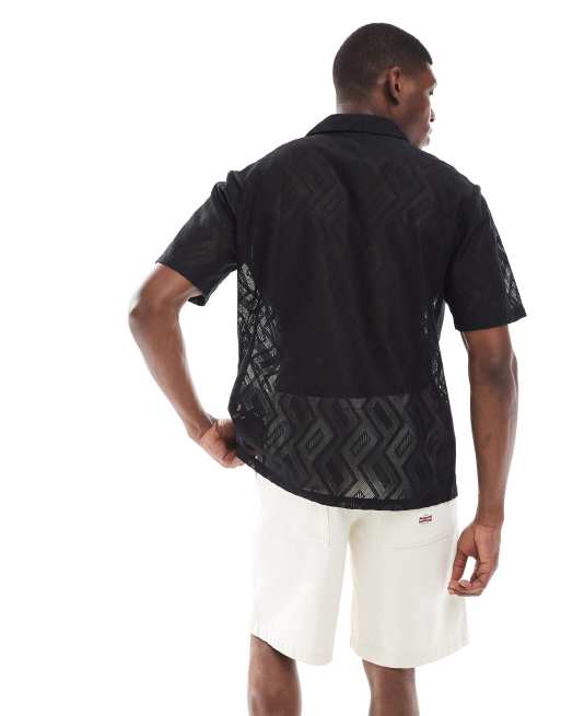 ONLY & SONS - Camicia stile resort in pizzo nera, 4 di 4