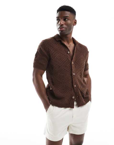 ONLY & SONS - Camicia traforata marrone - view 1