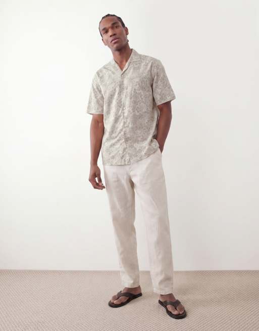 ONLY & SONS - Camisa beis y blanca de manga corta con estampado floral, 2 de 5