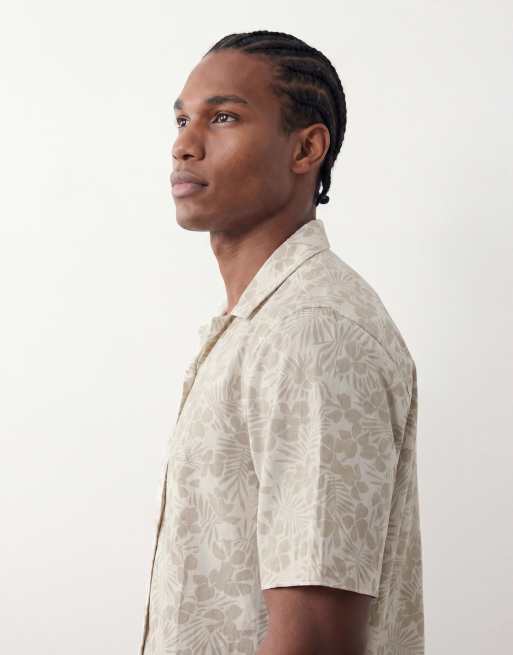 ONLY & SONS - Camisa beis y blanca de manga corta con estampado floral, 4 de 5