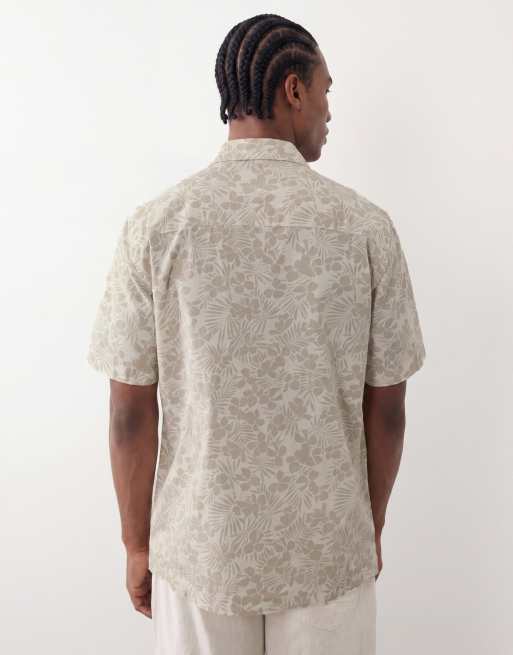 ONLY & SONS - Camisa beis y blanca de manga corta con estampado floral, 5 de 5