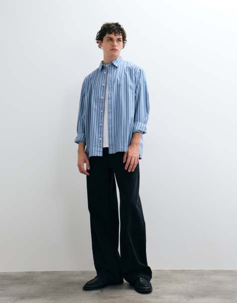 ONLY & SONS camisa de corte holgado a rayas azules - view 1