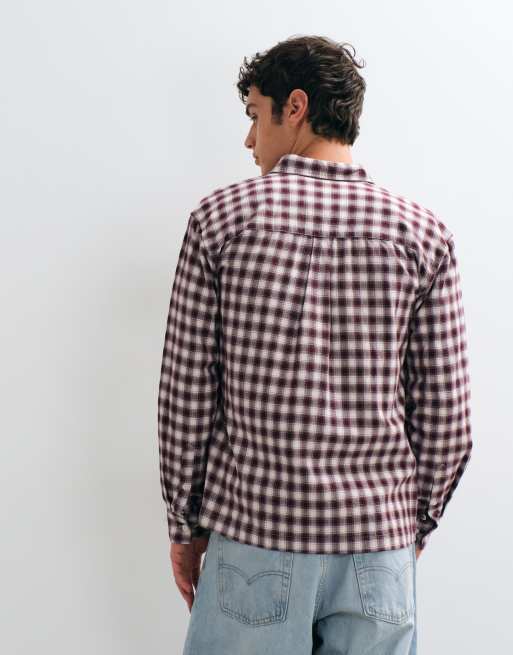 ONLY & SONS - camisa de corte regular con cuadro pequeño burdeos, 5 de 5