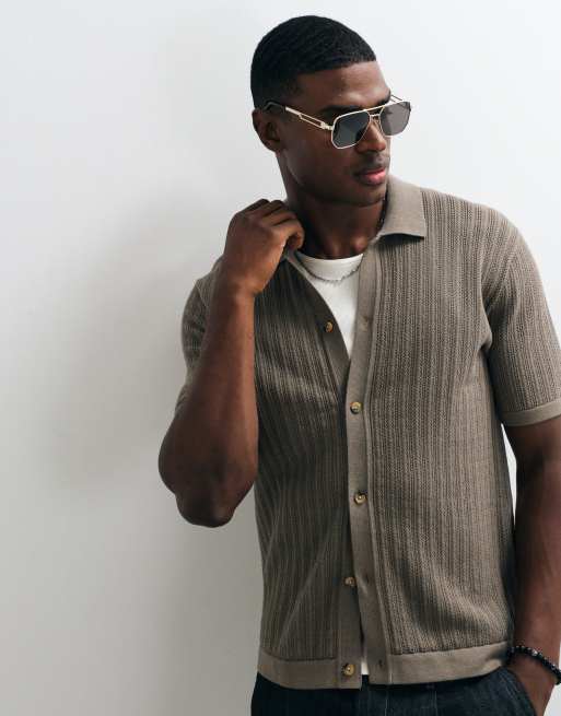 ONLY & SONS - Camisa gris de manga corta de punto, 2 de 5