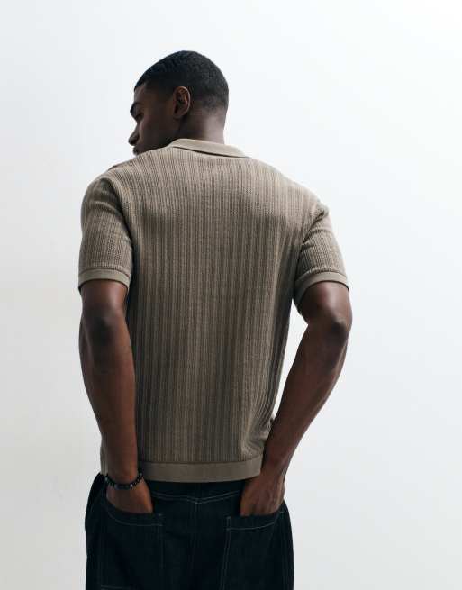 ONLY & SONS - Camisa gris de manga corta de punto, 4 de 5