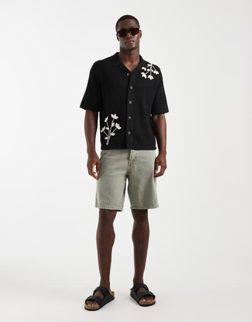 ONLY & SONS - Camisa negra con detalle bordado de punto calado, 2 de 5