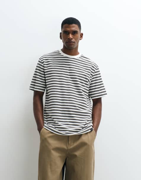 ONLY & SONS - Camiseta blanca a rayas negras holgada - view 1