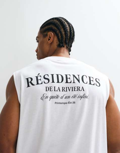 ONLY & SONS - Camiseta blanca extragrande sin mangas con estampado "Residences" en la espalda - view 1