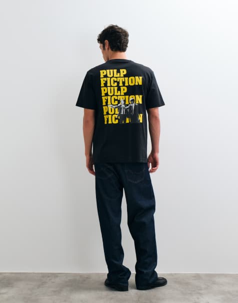 ONLY & SONS - camiseta de corte holgado con estampado trasero de Pulp Fiction en negro - view 1