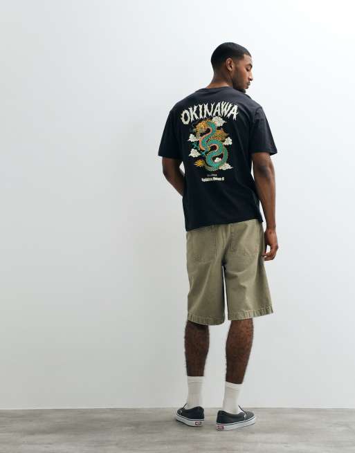 ONLY & SONS - Camiseta negra extragrande con estampado de dragón en la espalda, 3 de 5