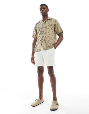 Only & Sons Camp Collar Shirt In Neutral