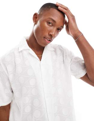 Only & Sons Camp Collar Shirt With Embroidery Detail In White