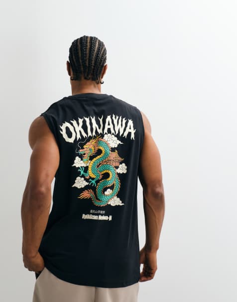 ONLY & SONS - Canotta oversize nera con stampa di drago sul retro - view 1
