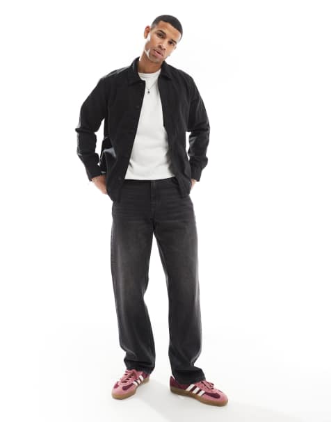 Only & Sons – Canvas-Jacke in Schwarz mit Kragen aus Cord - view 1
