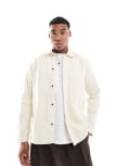 [ONLY & SONS] ONLY & SONS canvas utility overshirt in ecru-White S Ecru