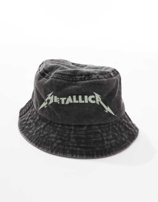 ONLY & SONS - Cappello da pescatore nero slavato con stampa "Metallica", 2 di 4