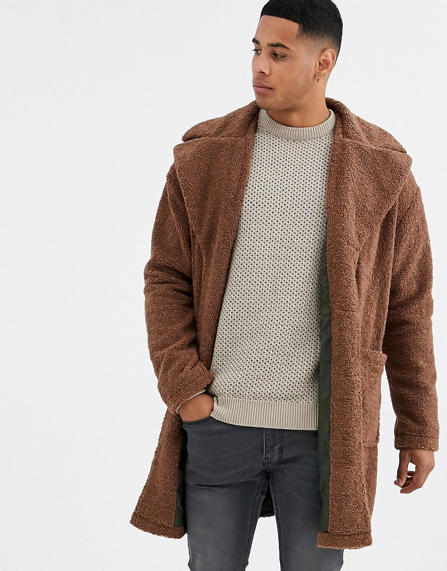 Only & Sons - Cappotto effetto peluche color cuoio