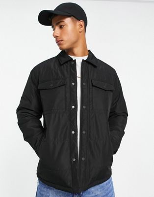 Only & Sons padded worker jacket in black - ASOS Price Checker