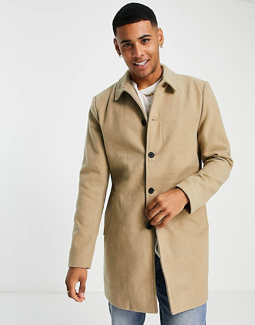 Only & Sons car coat in beige