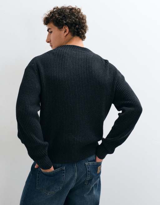 ONLY & SONS cárdigan de punto con cuello de pico negro, 2 de 10