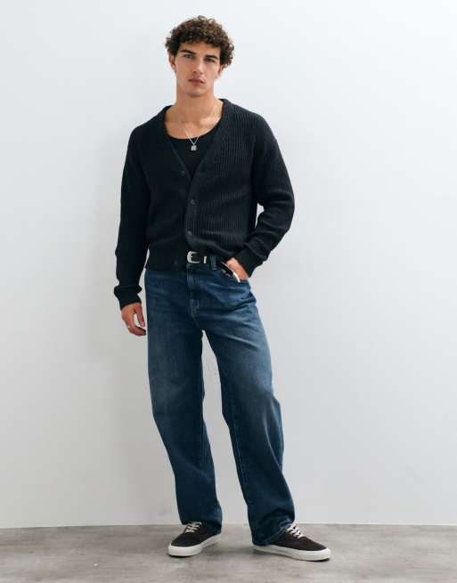 ONLY & SONS cárdigan de punto con cuello de pico negro, 3 de 10