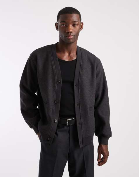 ONLY & SONS - Cardigan grigio antracite in lana sintetica - view 1